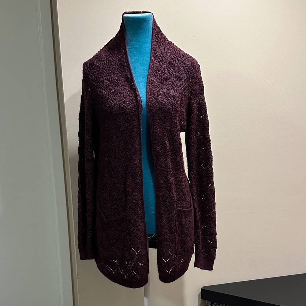 Elegant purple Open-Front Cardigan
